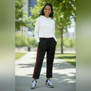 Studio Activewear Joggers Size Medium Black With Red Stripes